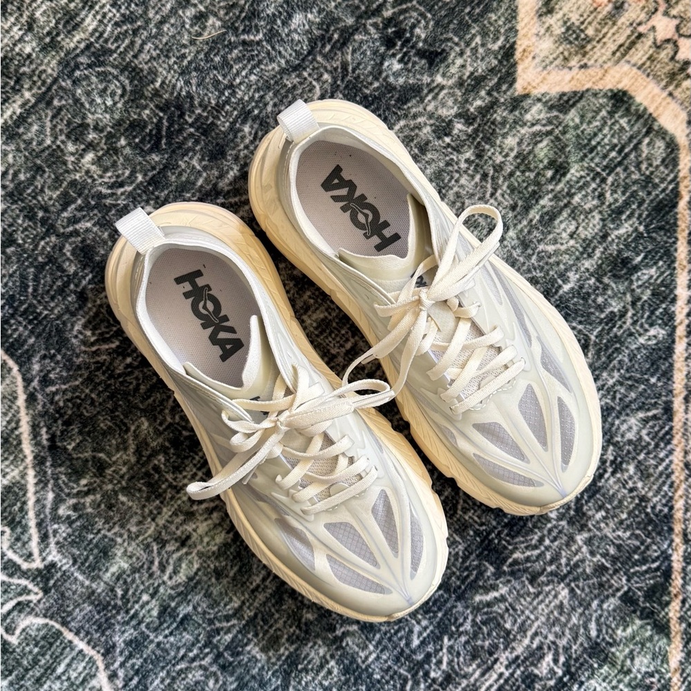 Hoka Women's Cream/White Lightweight Sneakers - Picture 3 of 6